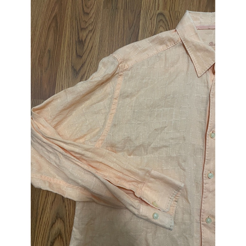Tommy Bahama Shirt Mens Large Linen Woven Button Front Crest Patch - Picture 8 of 10